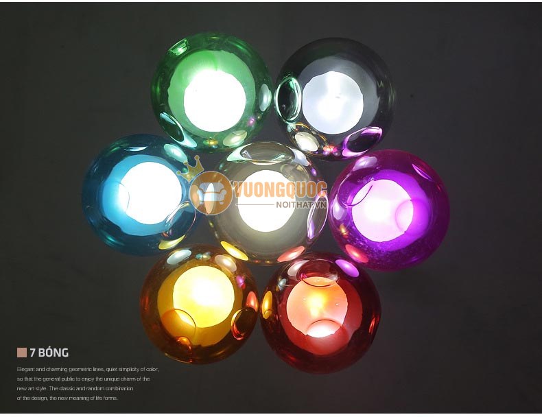 Đèn thả thủy tinh bong bóng màu sắc FK114-7